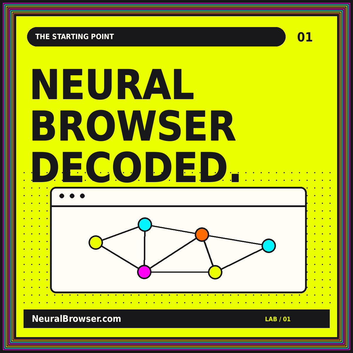 NeuralBrowser.com neon editorial card: Neural Browser Decoded